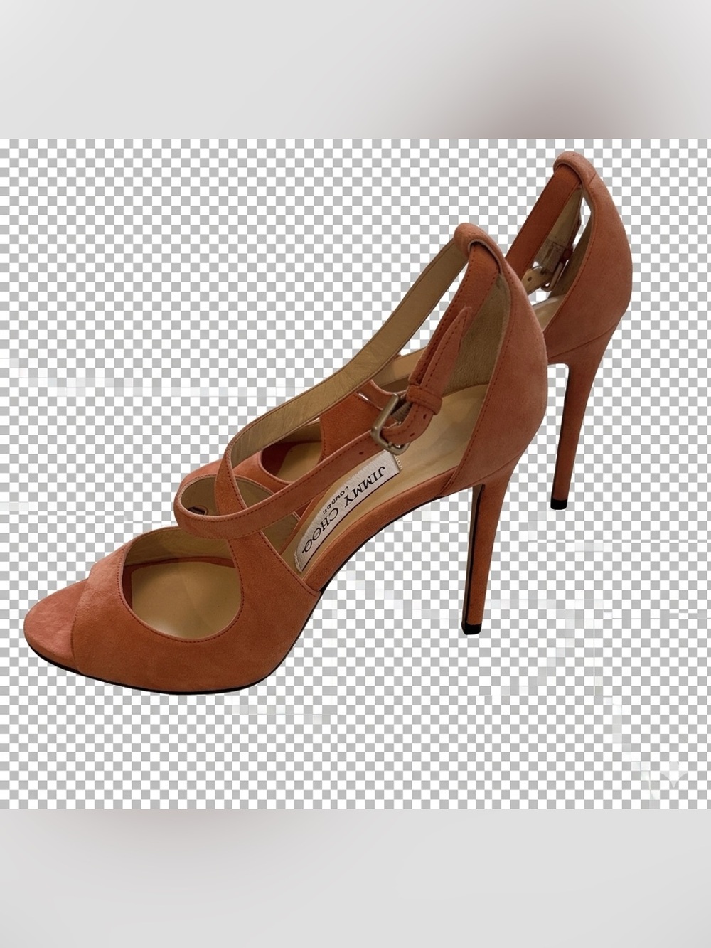 Jimmy Choo Women's Suede Ankle-Strap Sandals in Coral Emily 100 38.5 - Picture 13 of 13